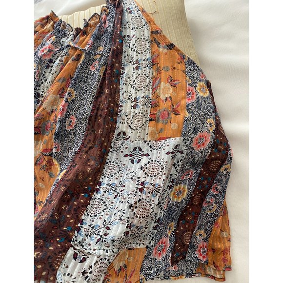 Isabel Marant Orange Printed Silk Patchwork Top, size 36 - Picture 12 of 16